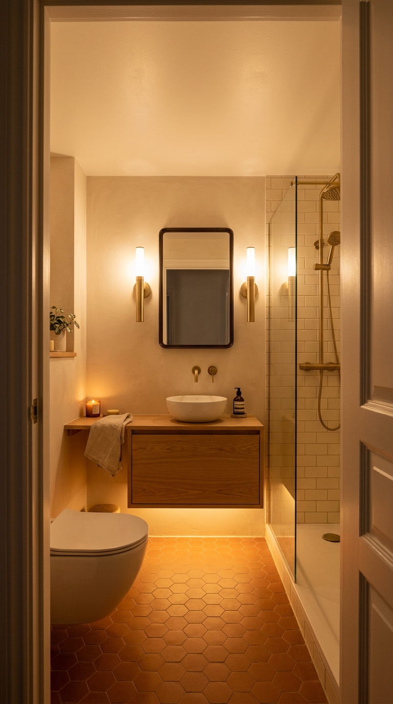 Brass dimmer switch — matching fixture finish, slim rotary control