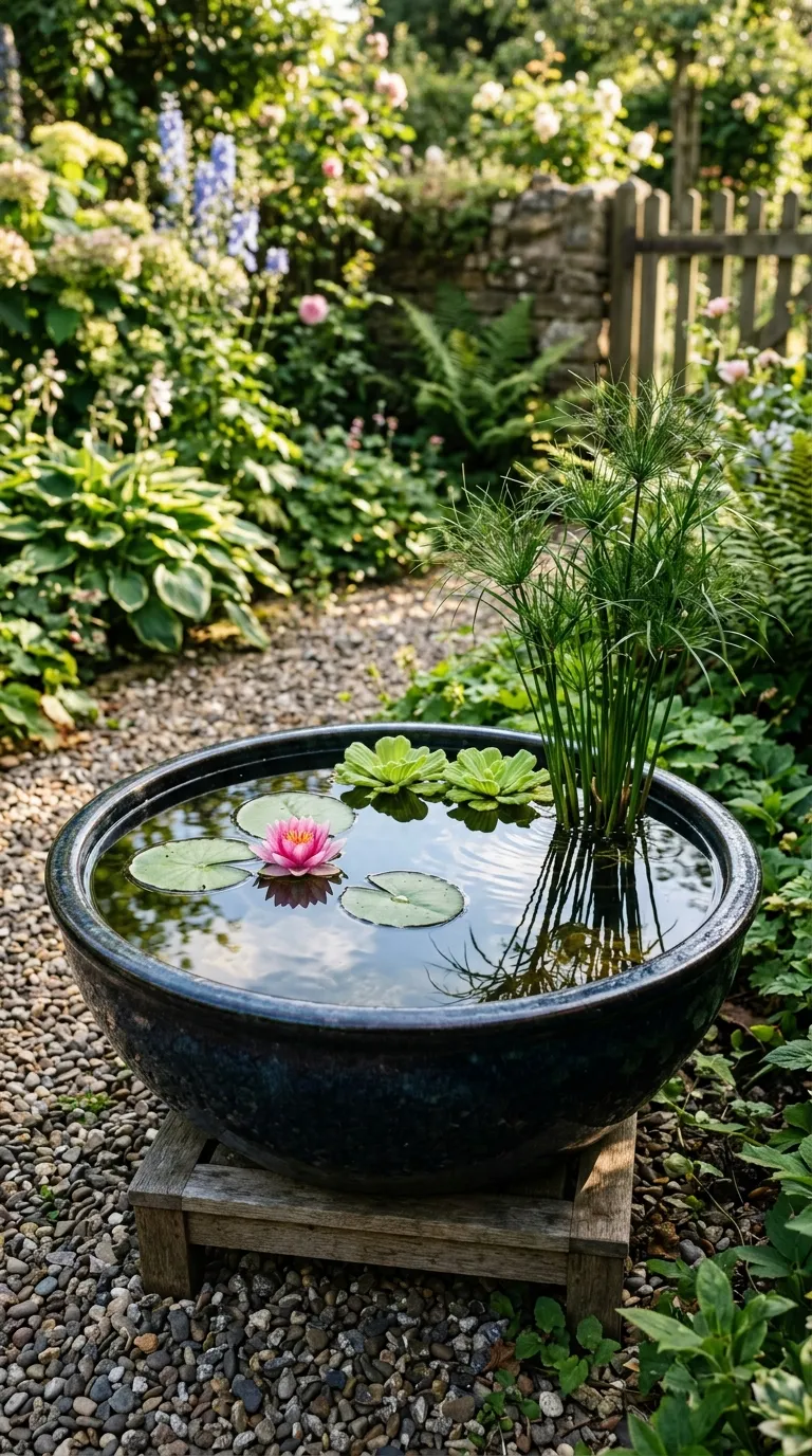 Odd-numbered pot garden arrangement with five terracotta containers on a doorstep