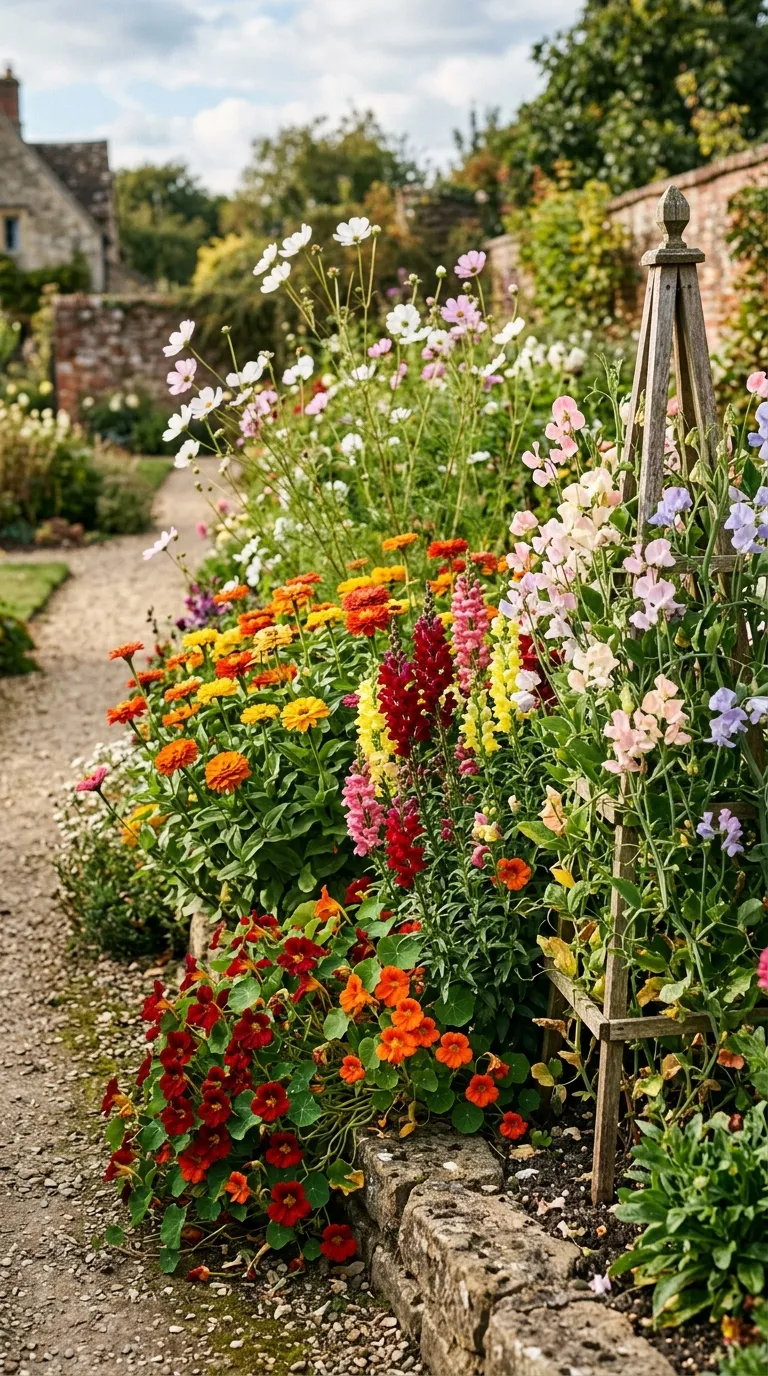 Hands deadheading spent zinnias for flower garden maintenance tips