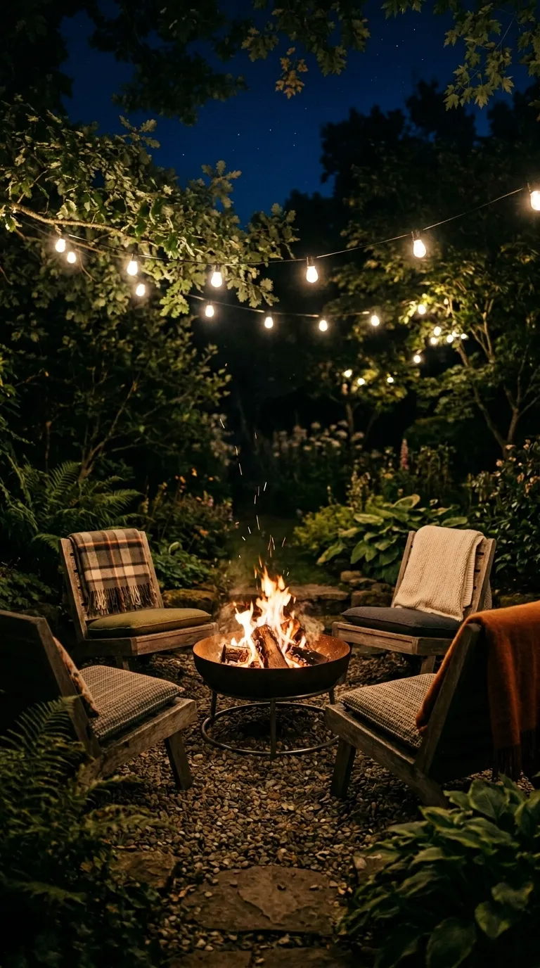 Fire pit surrounded by chairs creating a stunning outdoor garden decor focal point