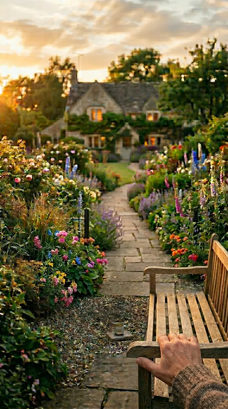 Bench positioned for evening sun showcasing thoughtful garden furniture ideas