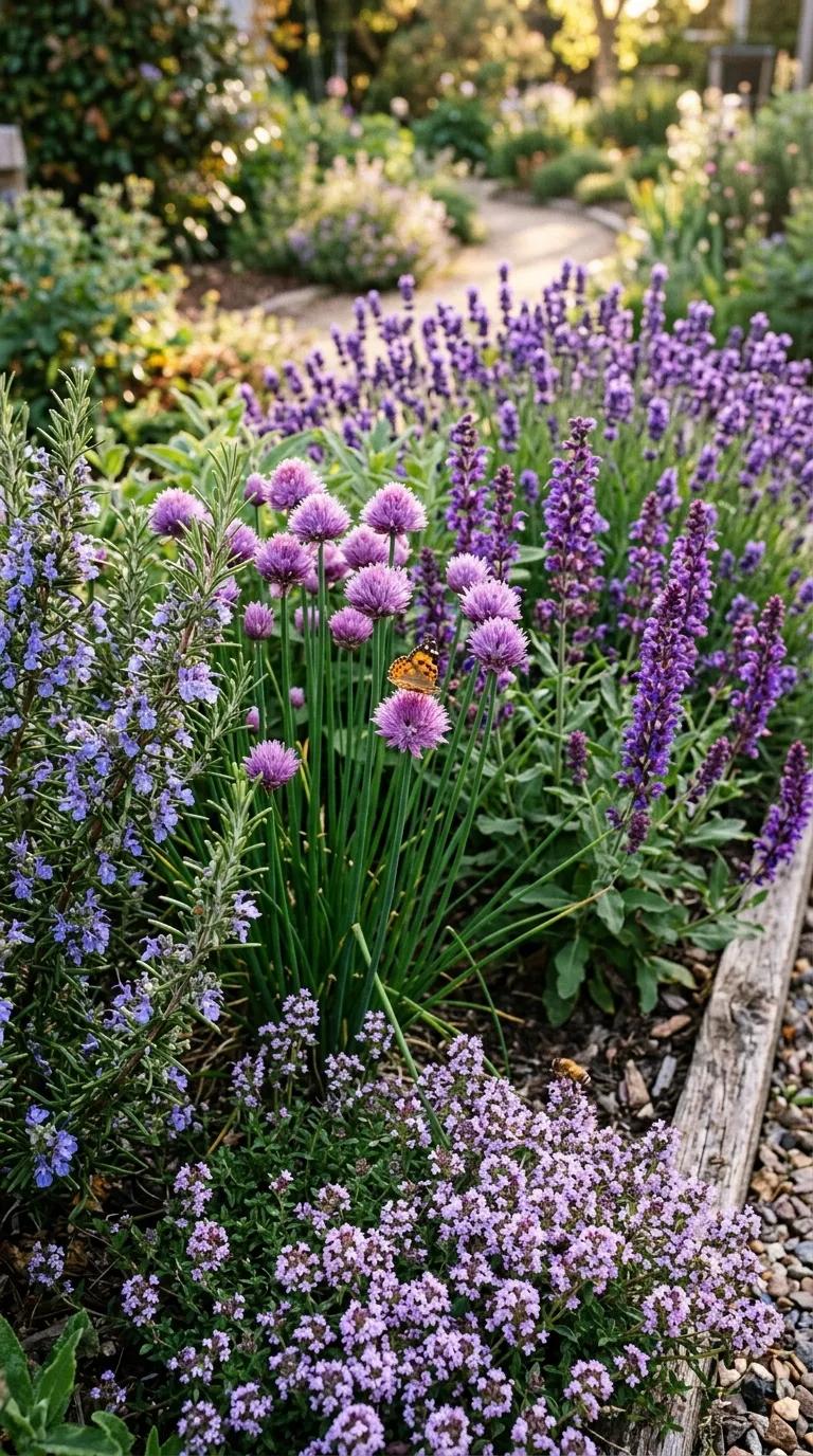 Six small terracotta pots on a rustic wooden tray for herb garden ideas