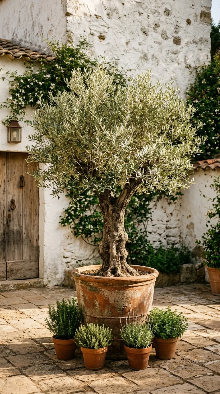 Small garden with single warm sandstone surface throughout